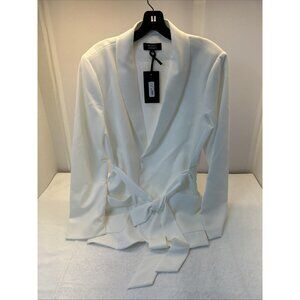 If Only Studio Wrap Jacket/Blazer Tuxedo Ivory Lined Women SZ 12 New w/Tags